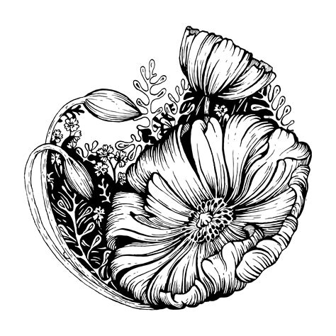 dessin fleur noir et blanc